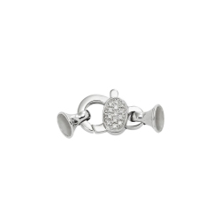 18k white gold closure for pearl with central diamonds