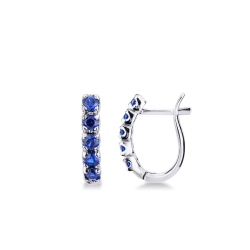White gold 18k oval earrings with blue sapphires 
