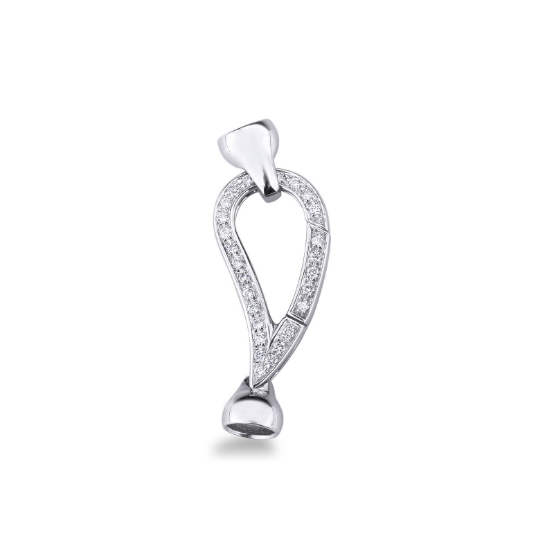 18k white gold closure for pearl necklace with diamonds