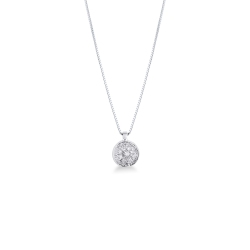 White gold 18k necklace with circle pendant and diamonds pavé