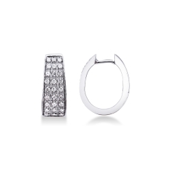 White gold 18k hoop earrings with diamonds pavé
