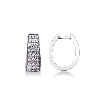 White gold 18k hoop earrings with diamonds pavé