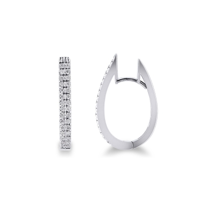 Orecchini ovali in oro bianco 18k con 2 file di diamanti