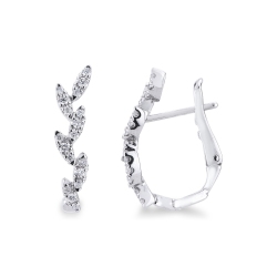 Fancy hoop earrings with diamond leaves