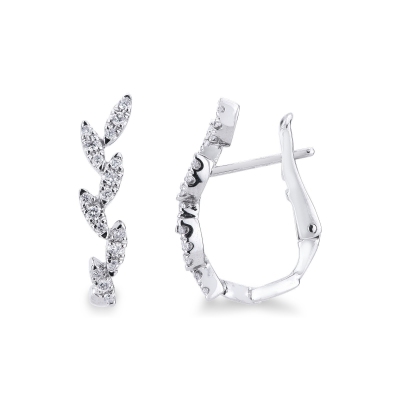 Fancy hoop earrings with diamond leaves