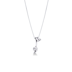 Fancy wire pendant in 18k white gold with solitaire diamond