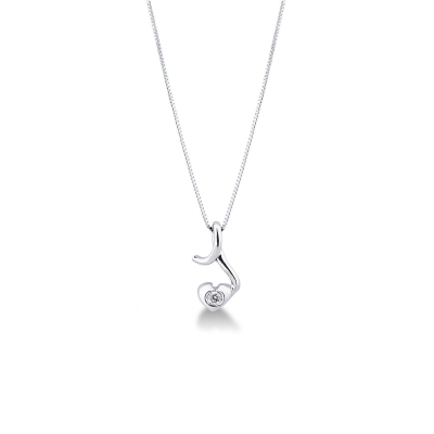 18k white gold fancy heart solitaire necklace with diamond