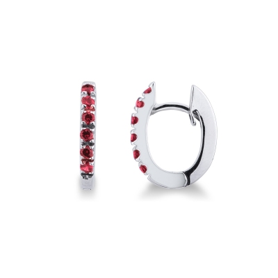 18k white gold oval earrings with rubies