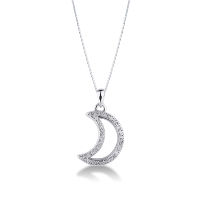 Half moon pendant with diamonds