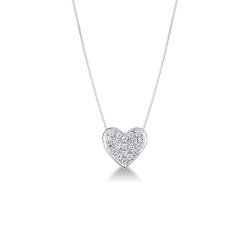 Heart shape pendant in 19k white gold with diamonds