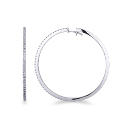 Orecchini A Cerchio Grandi 60mm Oro Con Smalto Bianco - Tondò In Metallo Placcato Oro, Chiusura A Fibbia - Eleganti E Geometrici