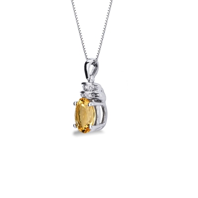 White gold 18k citrine pendant with diamonds 