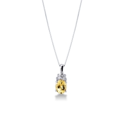 White gold 18k citrine pendant with diamonds 