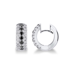 White gold 18k hoops with central black diamonds and white diamonds 