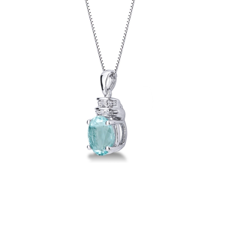 White gold 18k pendant with aquamarine and diamonds 