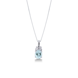 White gold 18k pendant with aquamarine and diamonds 