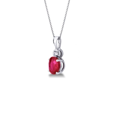 White gold 18k necklace with ruby and diamonds 