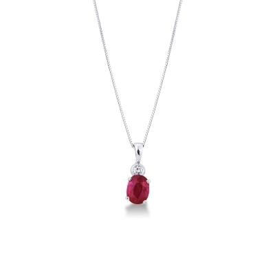 White gold 18k necklace with ruby and diamonds 