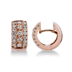 Orecchini Oro Giallo 18K 750 Diamantati - Cerchi Piccoli 14 Mm, Prins, Made In Italy