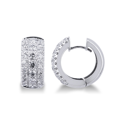 18k white gold hoop earrings with diamonds, ct 2,60