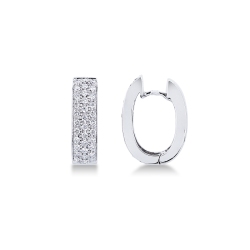Woman oval earrings in white gold 18k with diamonds 