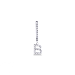 Single earring with pendant letter B with diamonds