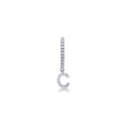 Single earring with pendant letter C with diamonds