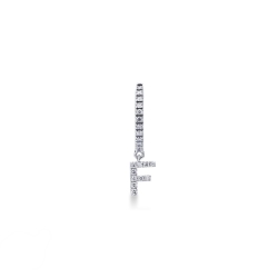 Single earring with pendant letter F with diamonds