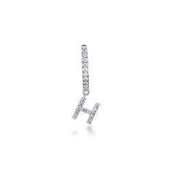 Single earring with pendant letter H with diamonds