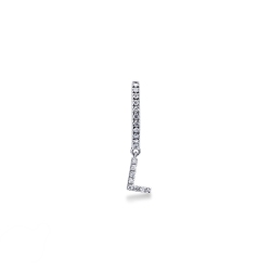 Single earring with pendant letter L with diamonds