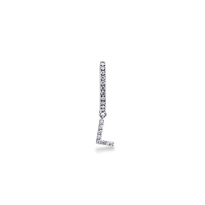 Single earring with pendant letter L with diamonds