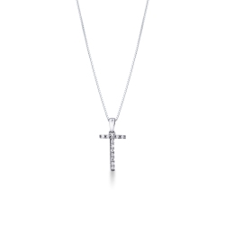 Collana in oro bianco 18k e ciondolo con lettera T in diamanti