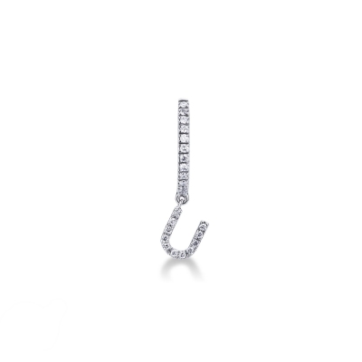 Mono Orecchino in Oro Bianco 18k con lettera U in Diamanti, ct. 0,15
