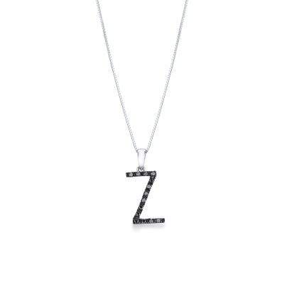 18k white gold letter Z with black diamonds