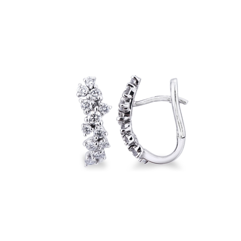 White gold 18k earrings with diamonds, 0,74 ct
