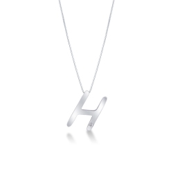 18k white gold letter H with solitaire diamond