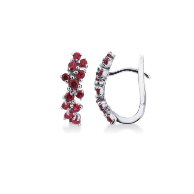 18k white gold hoop earrings with rubies 