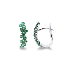 18k white gold hoop earrings with emeralds