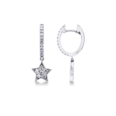 White gold 18k diamond star earrings 