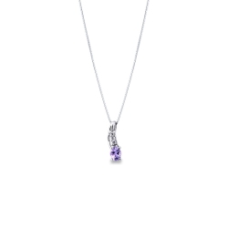 18k white gold pendant with amethyst and round cut diamonds