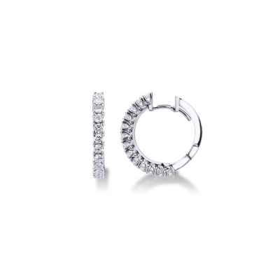 White gold 18k hoop earrings with diamonds 0,90 ct