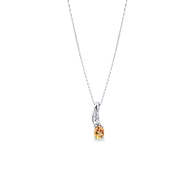 18k white gold pendant with citrine and diamonds 