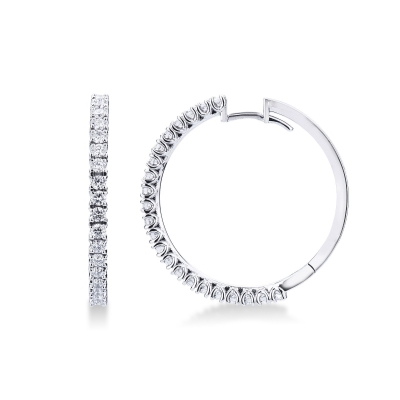 18k white gold hoop earrings with diamonds, 1,50 ct