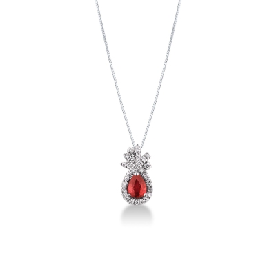 18k white gold pendant with diamonds and ruby