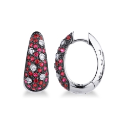 18k white gold hoops with rubies and diamonds 