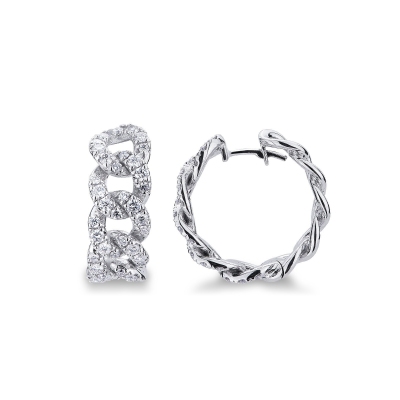 18k white gold groumette earrings with diamonds 
