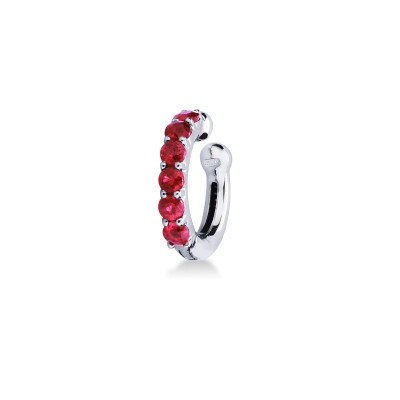 White gold 18k cartilage hoop with rubies 