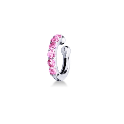White gold 18k cartilage hoop with pink sapphires 