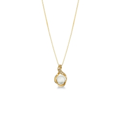Necklace in 18k yellow gold with pearl and diamond pendant