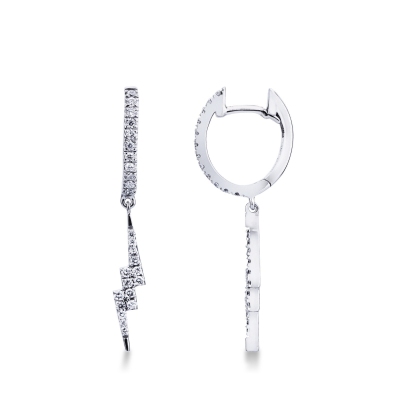 Orecchini in oro bianco 18k con fulmini in diamanti.